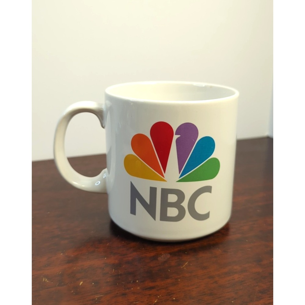 Papel NBC Coffee Mug White Ceramic Peacock Logo Television Network Cup 3.5in